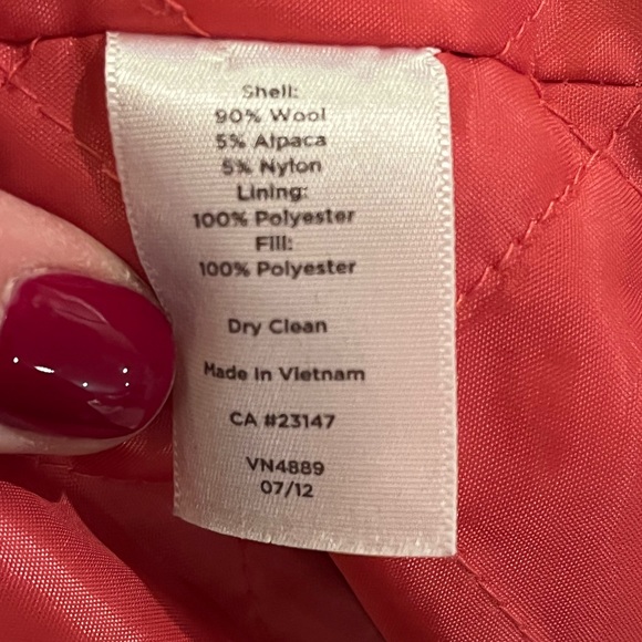 Talbots Wool & Alpaca Overcoat - Bright Coral - Picture 7 of 11